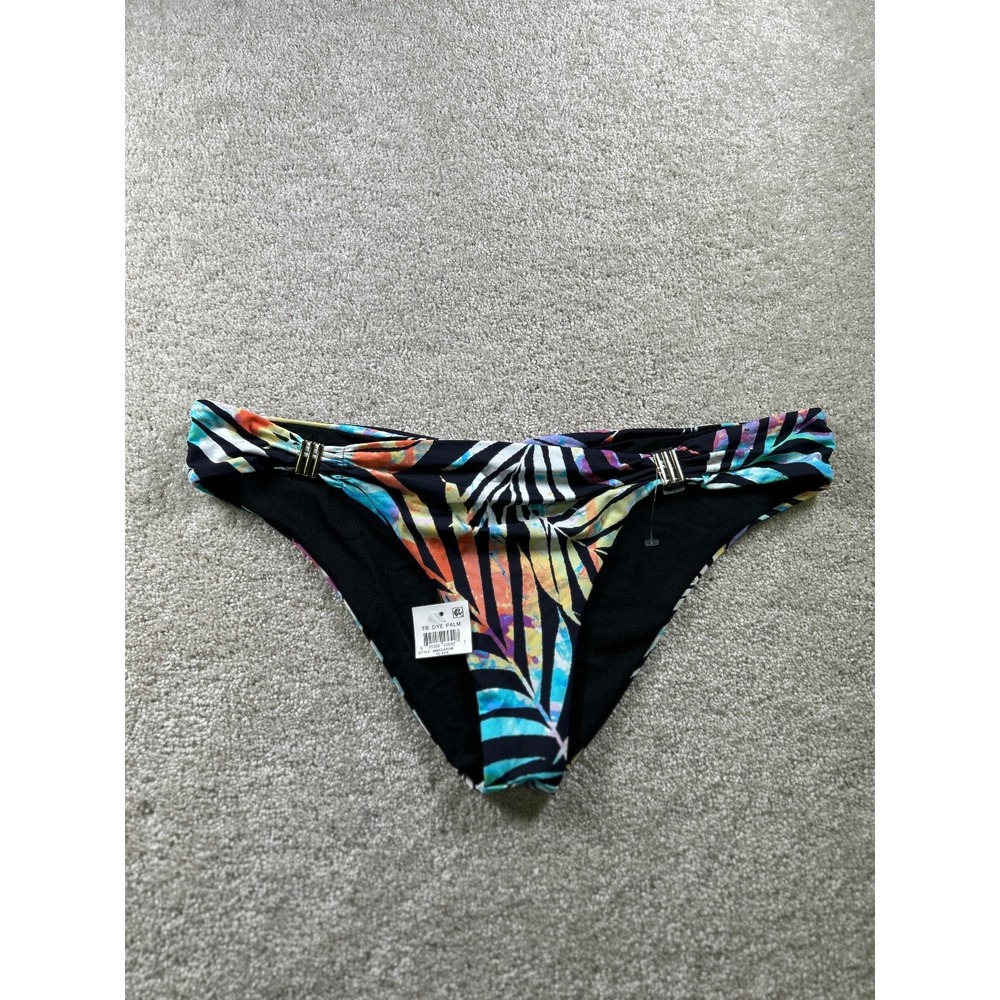 Bar‎ III Women's Tie Dye Palm Bikini Bottom XL Black Nylon